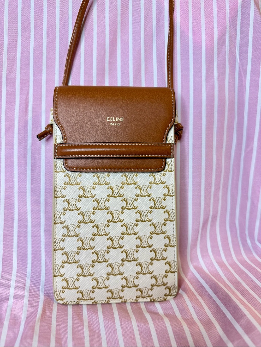 NWOT - Celine Triomphe Monogram Phone Pouch w/COA - fits ProMax or smaller!